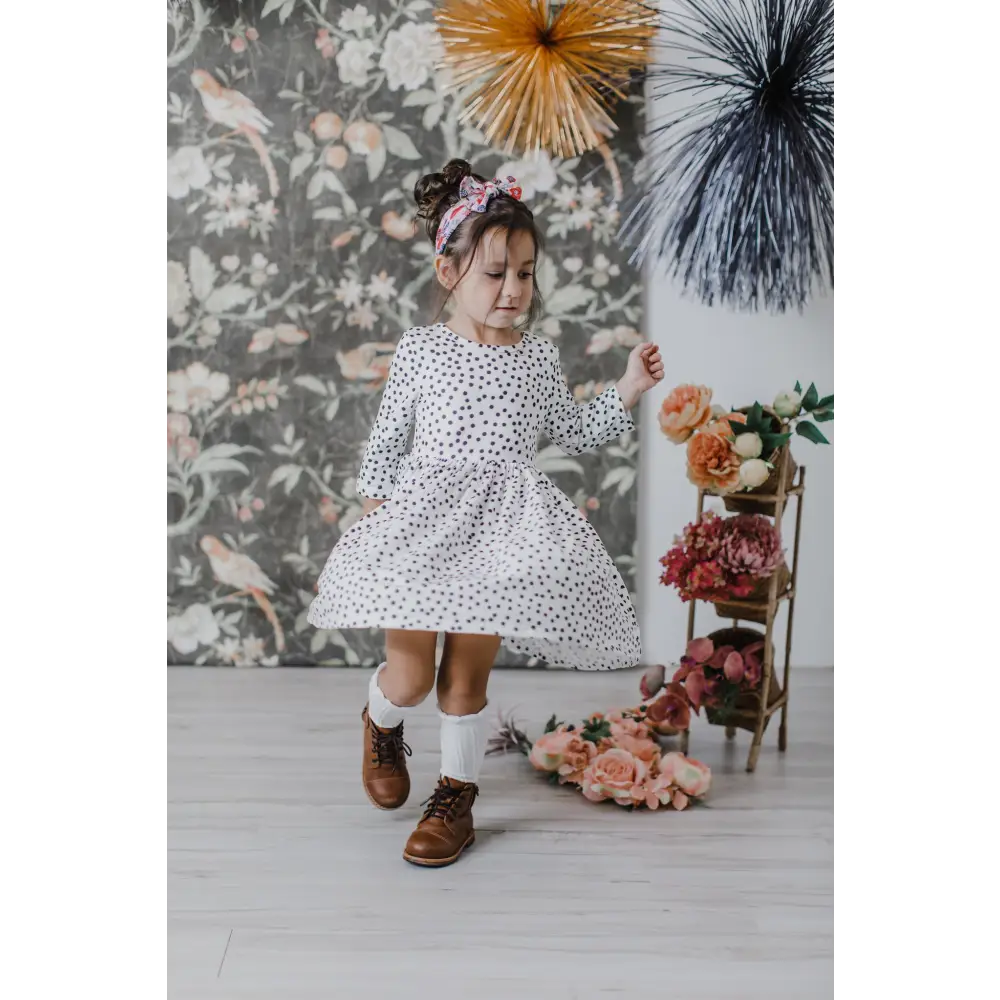 Scattered Dot 3/4 Sleeve Pocket Twirl Dress - Mila & Rose ®