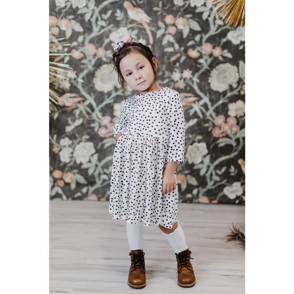 Scattered Dot 3/4 Sleeve Pocket Twirl Dress - Mila & Rose ®