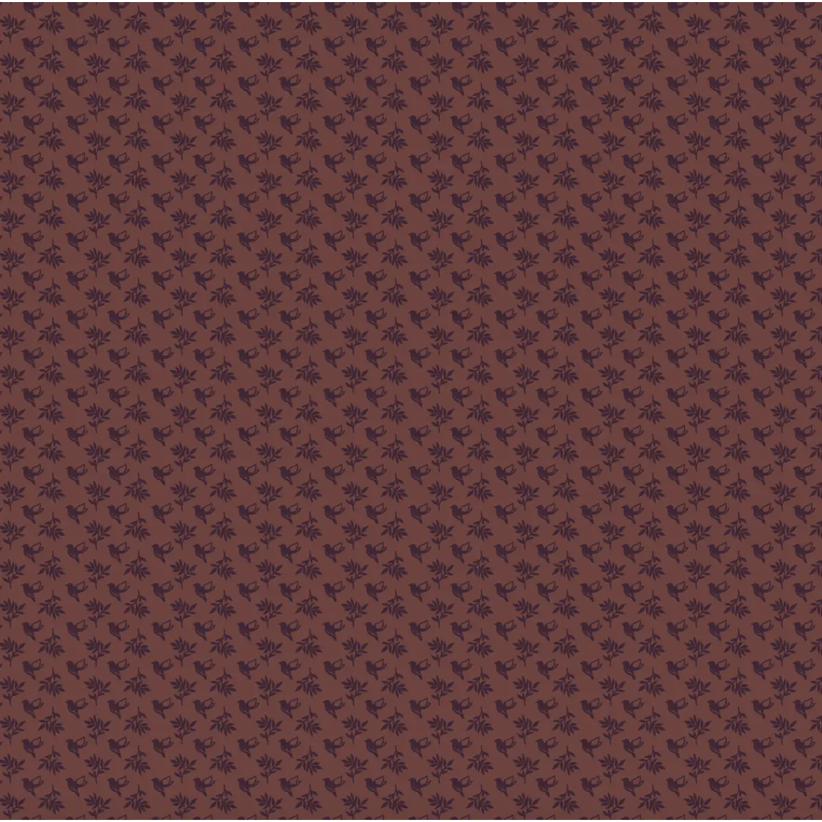 Scout Wallpaper - Tiny Flowers and Birds Texture - by Thoroughfare Design - Sample 1 foot by 1 foot / Mulberry
