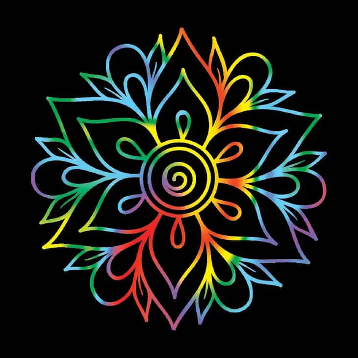 Scratch and Sketch Art Tile Sample Mandala