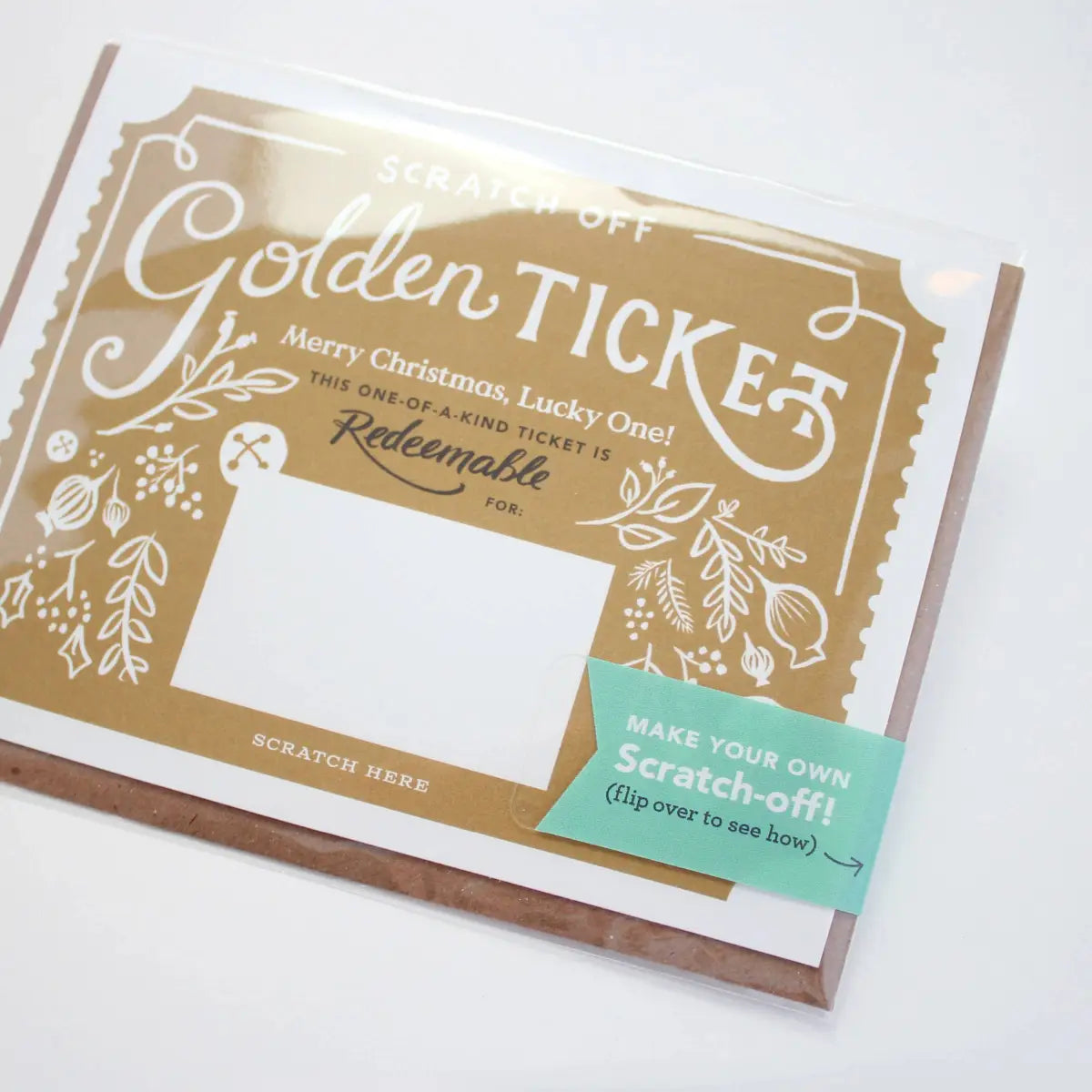 Scratch-Off Greeting Card - Christmas Golden Ticket - Inklings Paperie