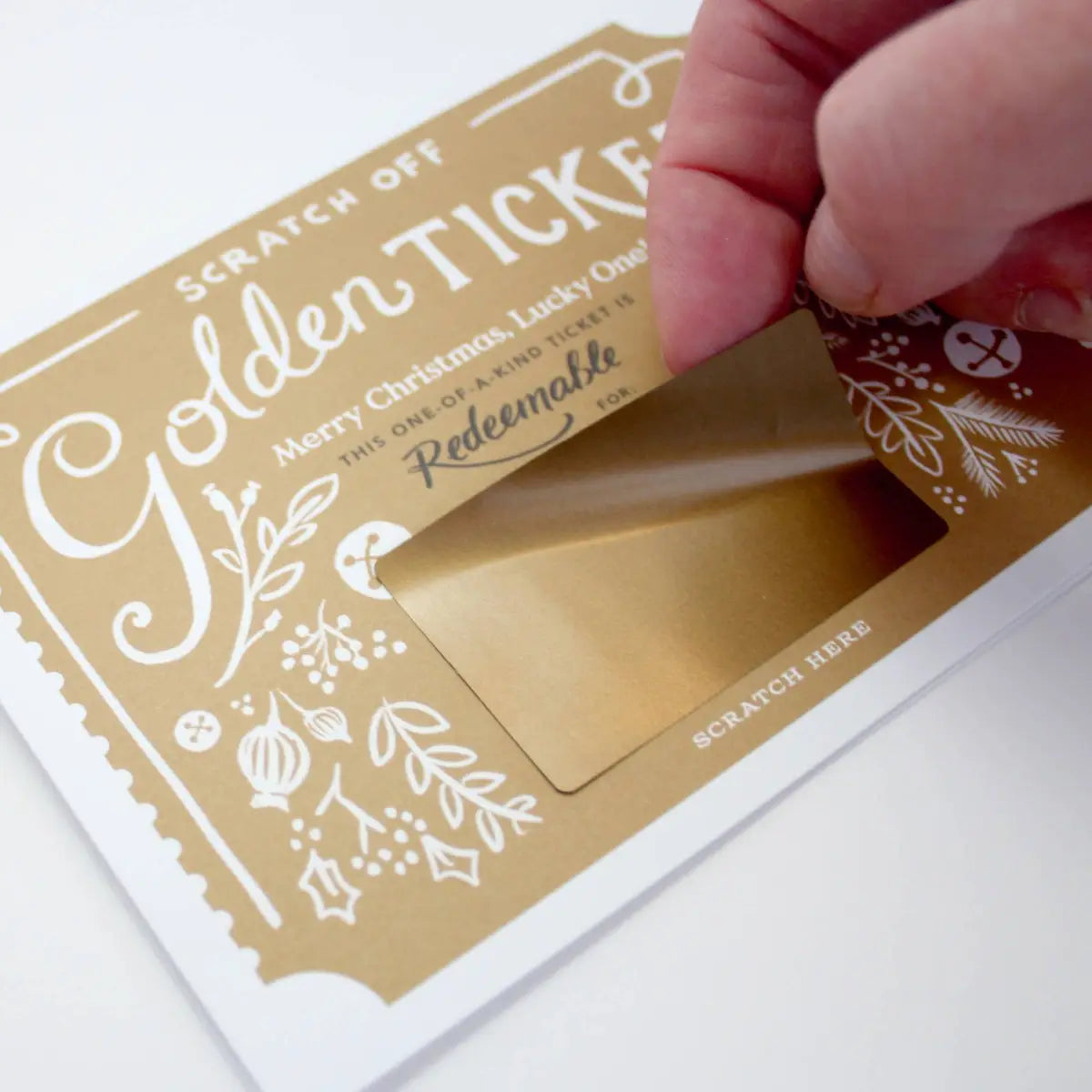 Scratch-Off Greeting Card - Christmas Golden Ticket - Inklings Paperie
