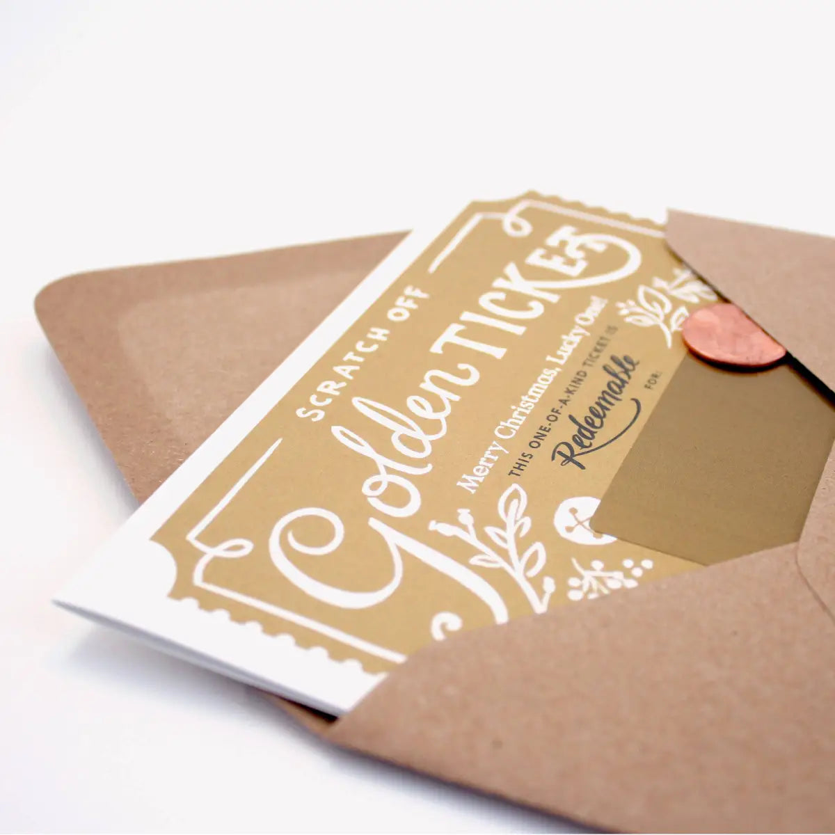 Scratch-Off Greeting Card - Christmas Golden Ticket - Inklings Paperie