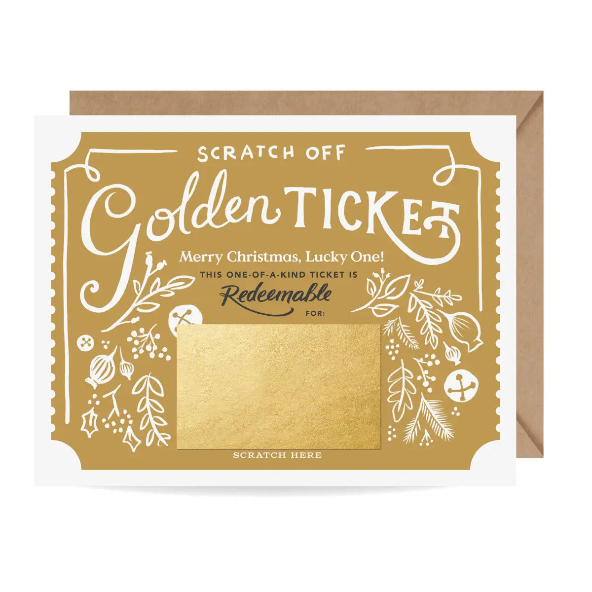 Scratch-Off Greeting Card - Christmas Golden Ticket - Inklings Paperie
