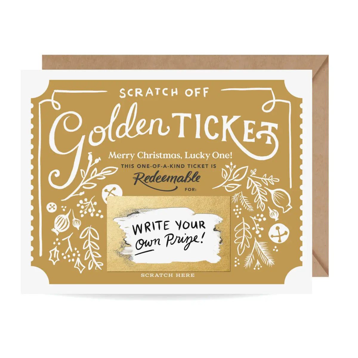 Scratch-Off Greeting Card - Christmas Golden Ticket - Inklings Paperie