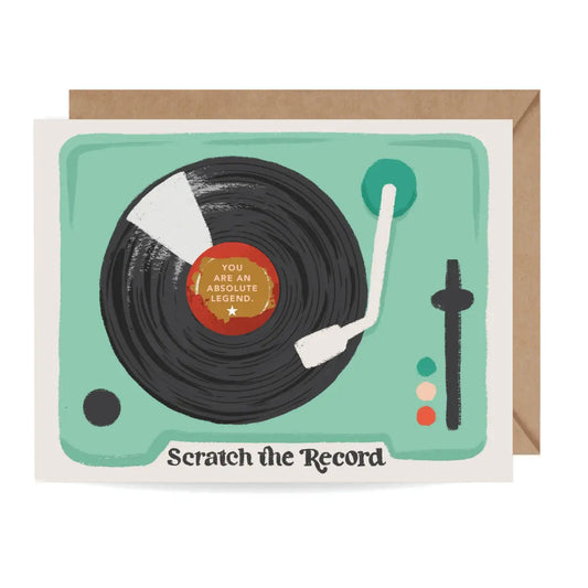 Scratch-Off Greeting Card - Vintage Record Player - Inklings Paperie