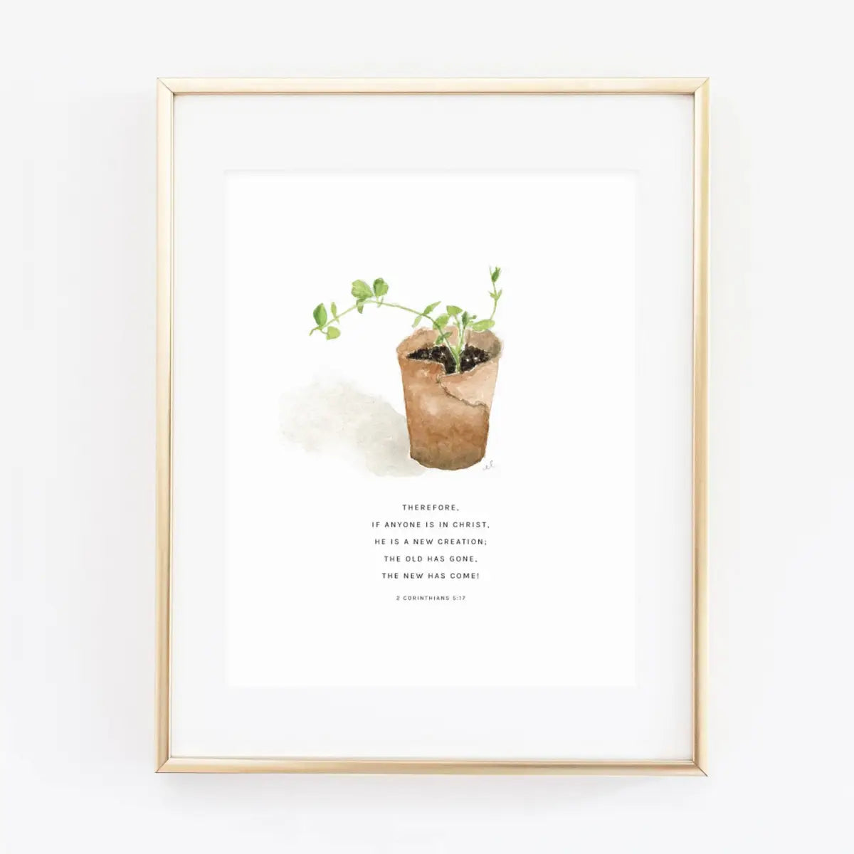 Scripture Art Print - 2 Corinthians 5:17 Sweet Pea - emily lex studio
