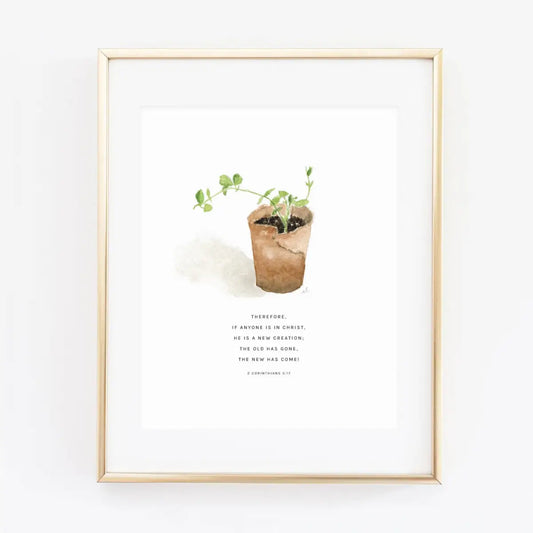 Scripture Art Print - 2 Corinthians 5:17 Sweet Pea - emily lex studio