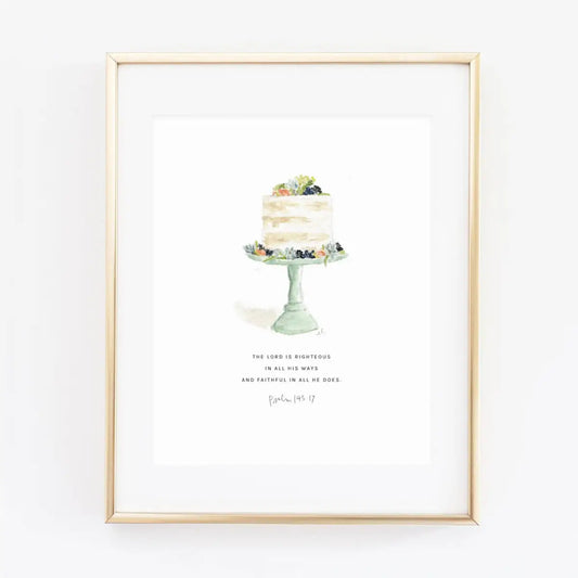 Scripture Art Print - Psalm 145:17 Cake - emily lex studio