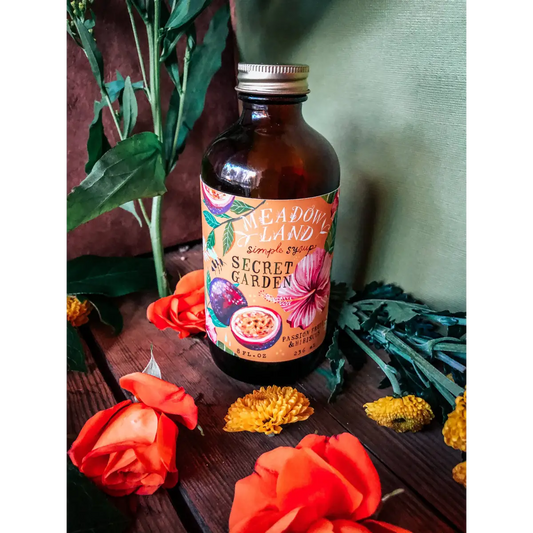 Secret Garden Simple Syrup - Passionfruit and Hibiscus - Meadowland Syrup