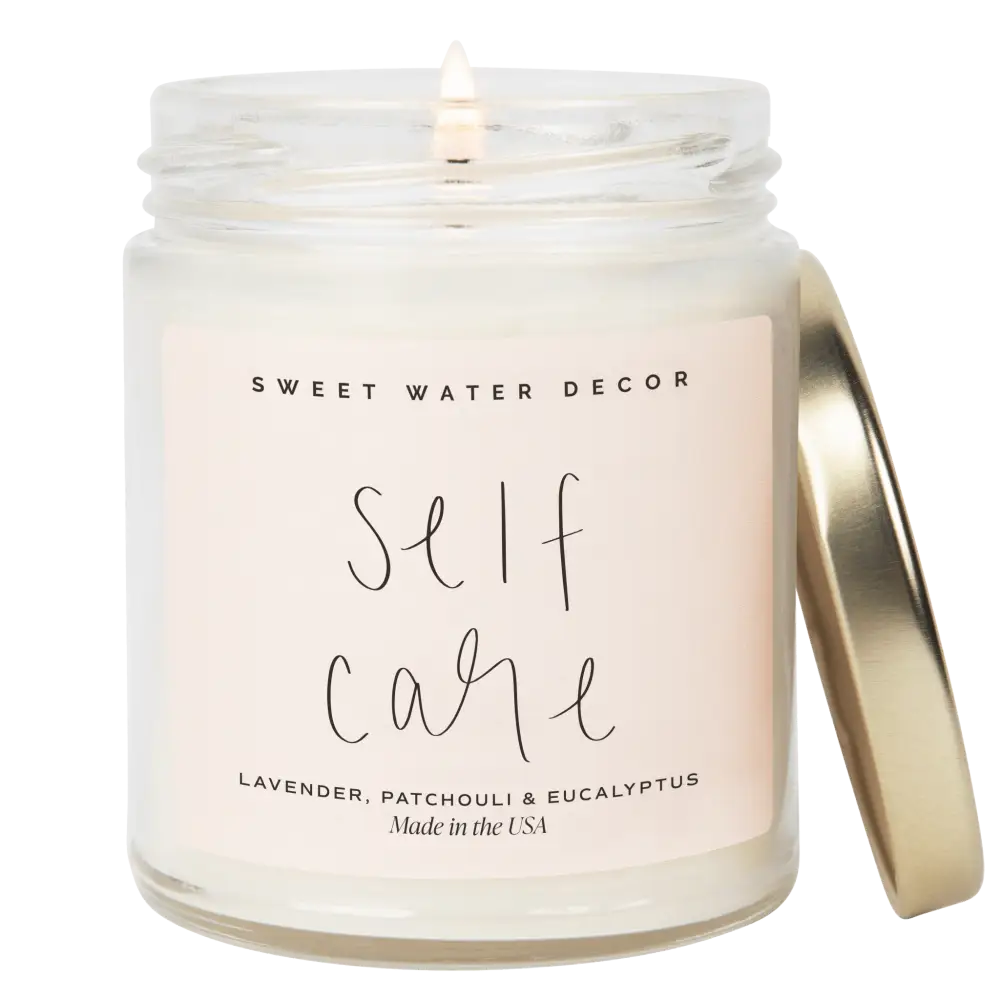 Self Care Soy Candle - Clear Jar - 9 oz - Sweet Water Decor