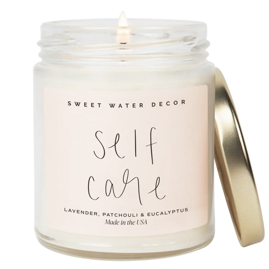 Self Care Soy Candle - Clear Jar - 9 oz - Sweet Water Decor