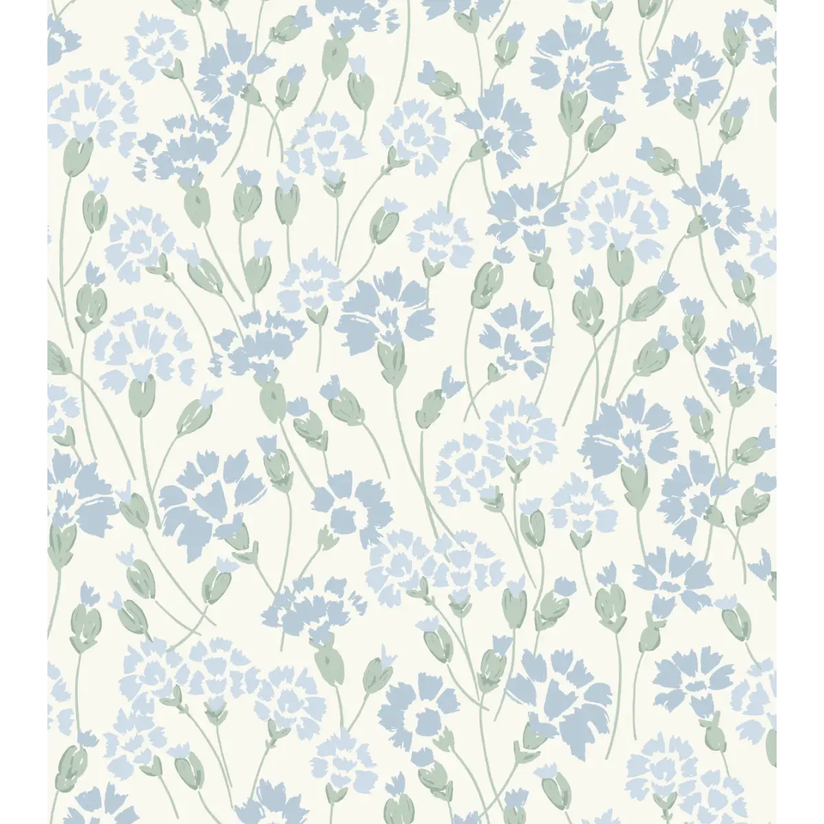 Seneca Wallpaper - Cornflower Field - by Hufton Studio - Sample 1 foot by 1 foot / Cream and Light Blue - Loomwell Home