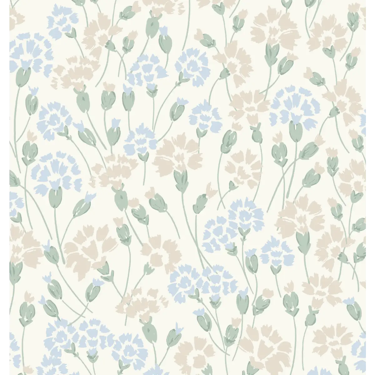 Seneca Wallpaper - Cornflower Field - by Hufton Studio - Sample 1 foot by 1 foot / Peach and Light Blue - Loomwell Home