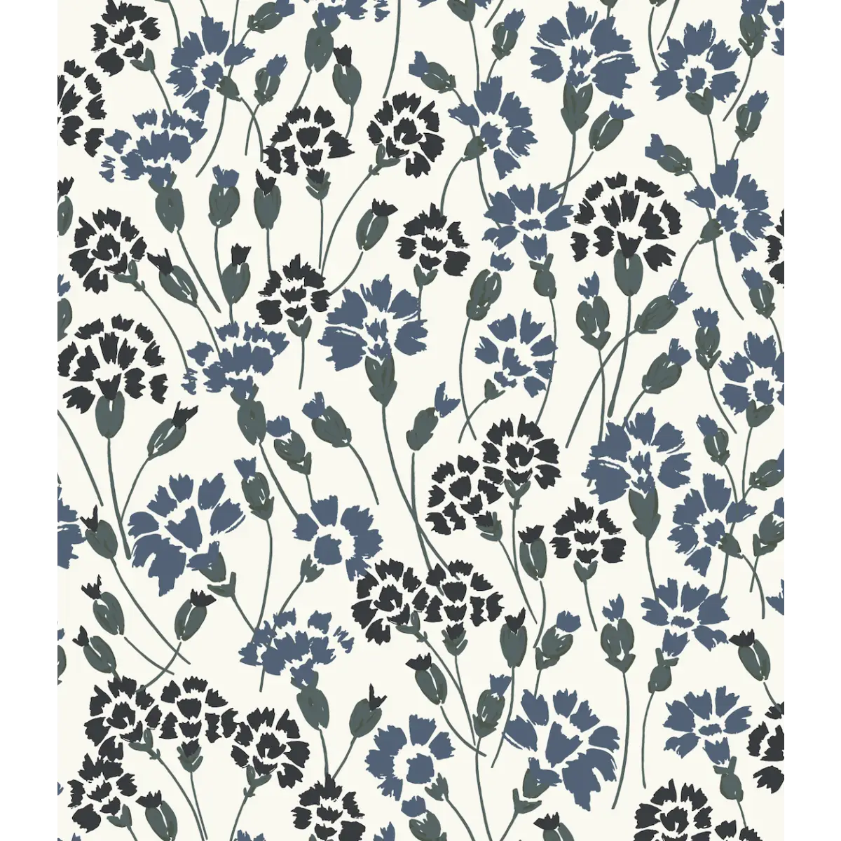 Seneca Wallpaper - Cornflower Field - by Hufton Studio - Sample 1 foot by 1 foot / White and Blue - Loomwell Home Goods