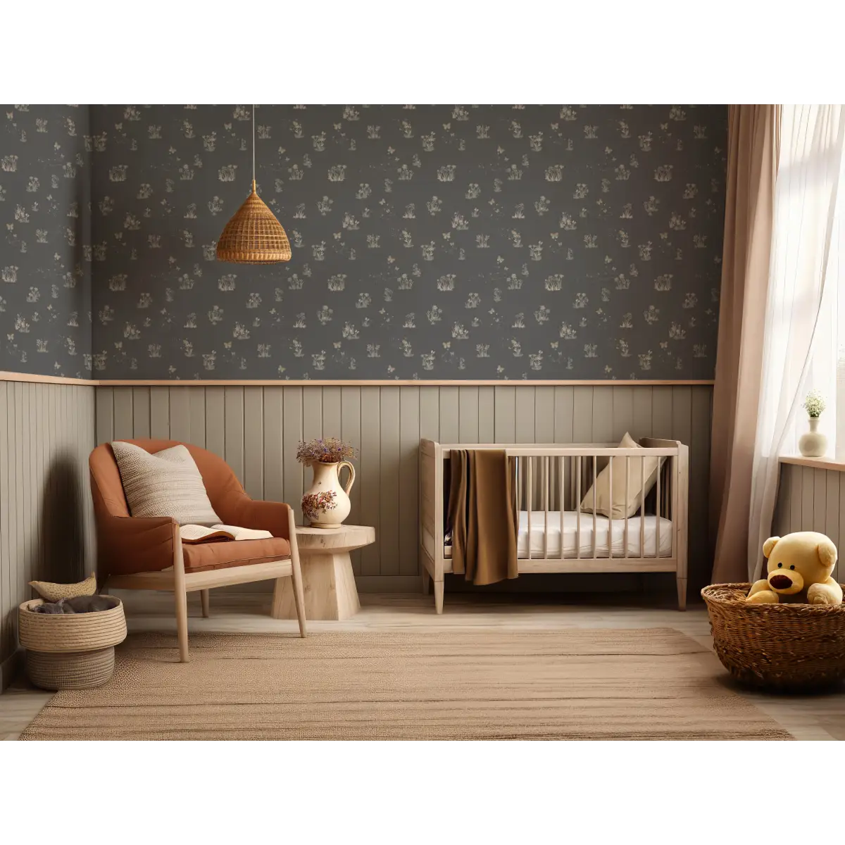 Serephina Wallpaper - Butterflies and Flowers for Baby - by Trisha Patel - Loomwell Home Goods