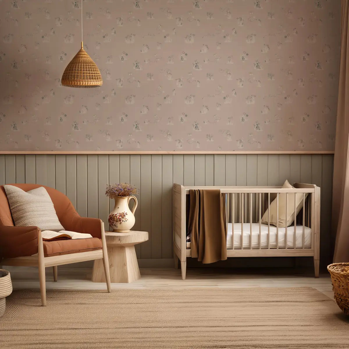 Serephina Wallpaper - Butterflies and Flowers for Baby - by Trisha Patel - Loomwell Home Goods