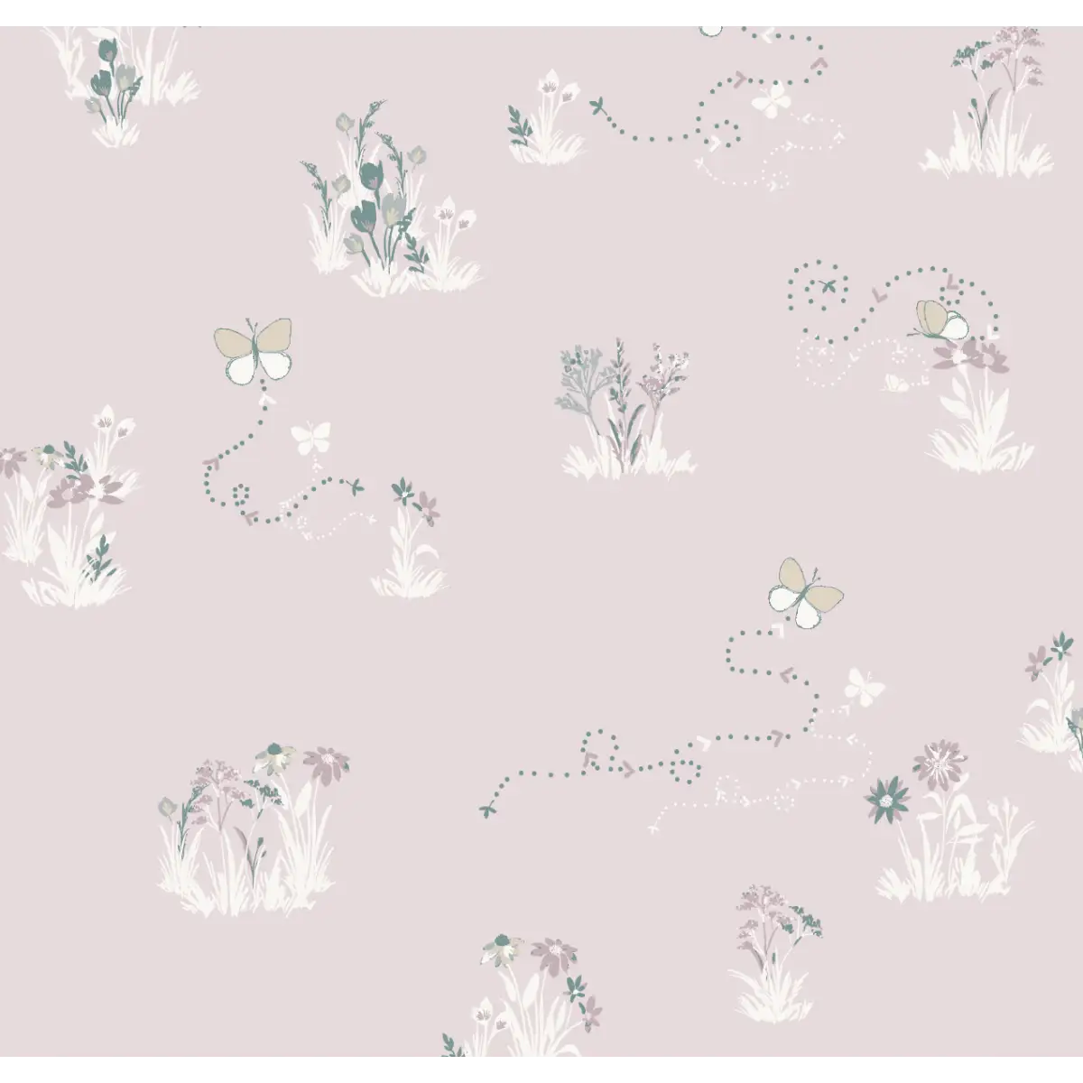 Serephina Wallpaper - Butterflies and Flowers for Baby - by Trisha Patel - Sample 1 foot by 1 foot / Lilac - Loomwell