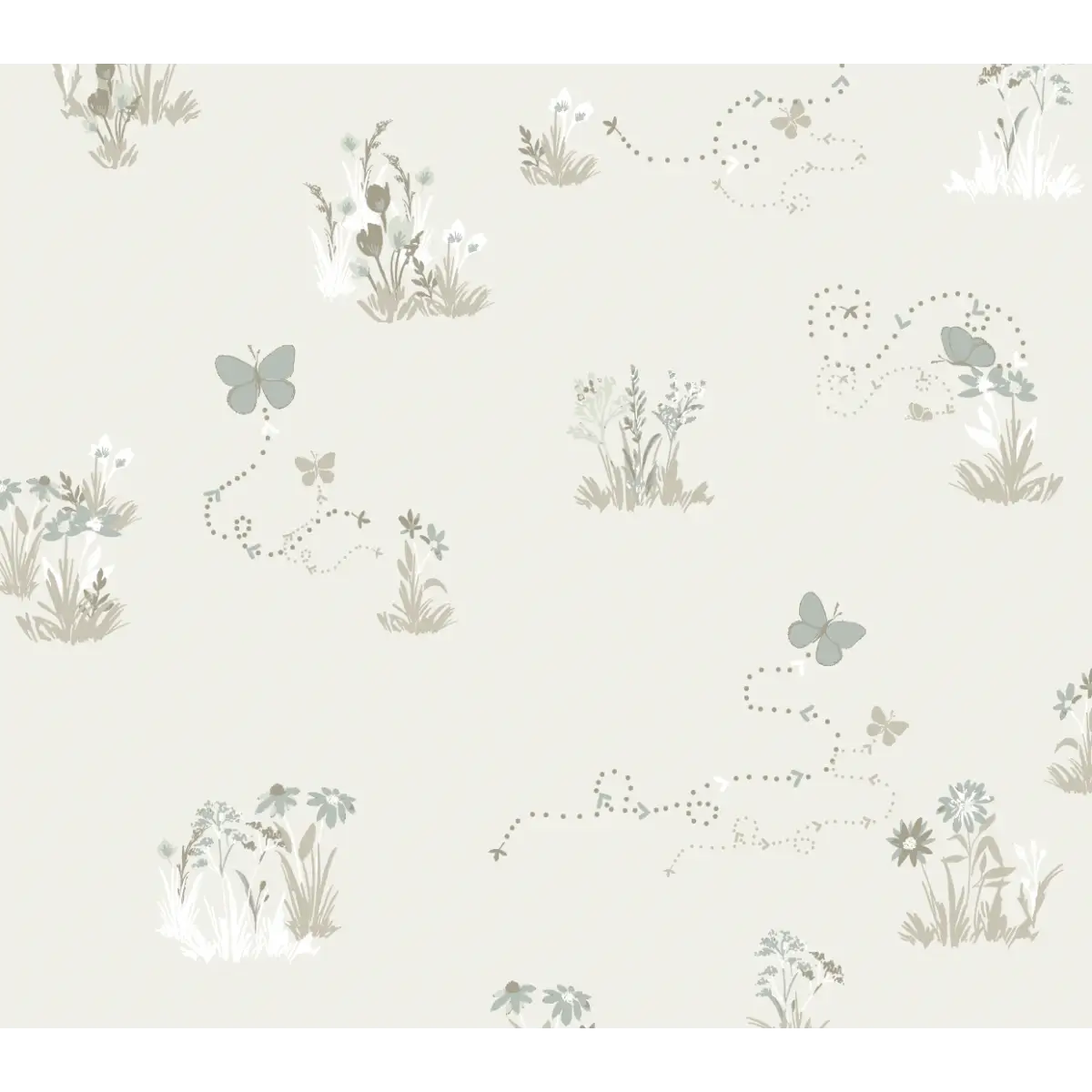 Serephina Wallpaper - Butterflies and Flowers for Baby - by Trisha Patel - Sample 1 foot by 1 foot / Sage - Loomwell