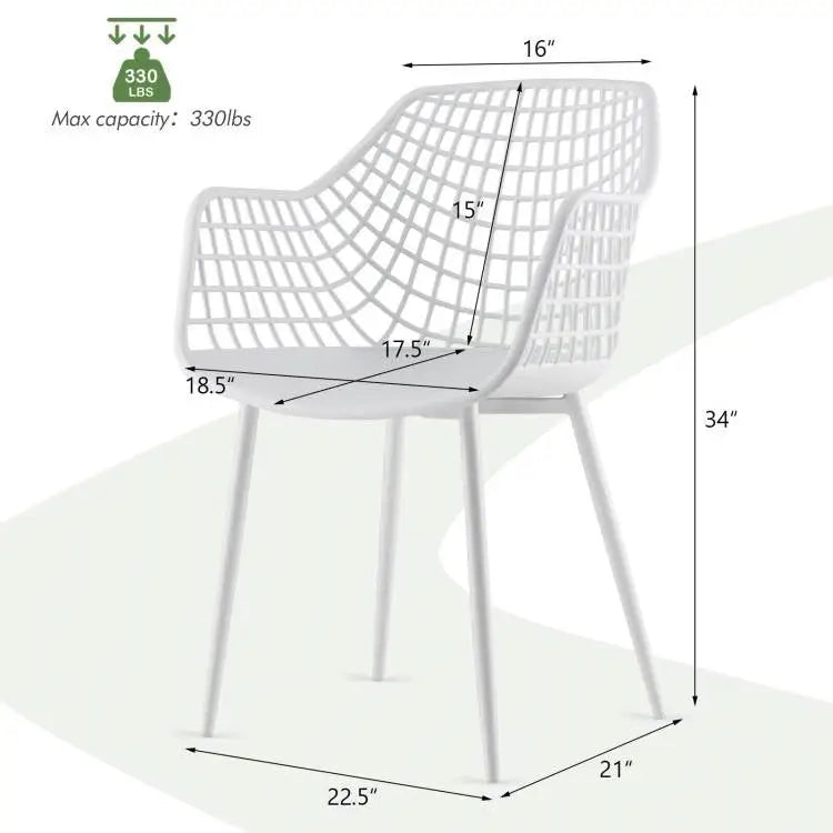Set of 4 Modern Mid-Century White Mesh Dining Chair with Ergonomic Backrest - HomePacific