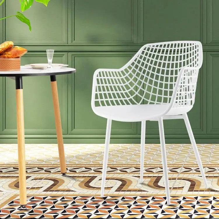 Set of 4 Modern Mid-Century White Mesh Dining Chair with Ergonomic Backrest - HomePacific
