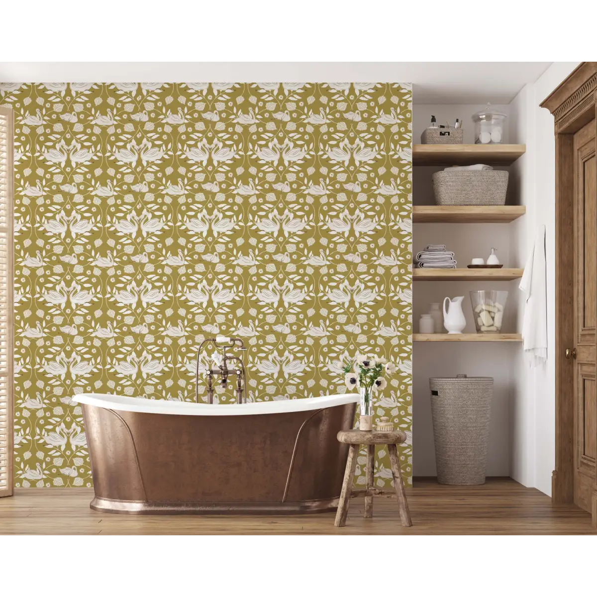 Sevan Wallpaper - Swans - by Cassandra Zaniboni - Loomwell Home Goods
