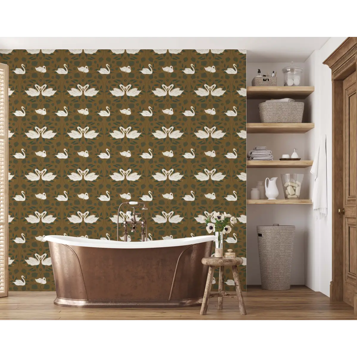 Sevan Wallpaper - Swans - by Cassandra Zaniboni - Loomwell Home Goods