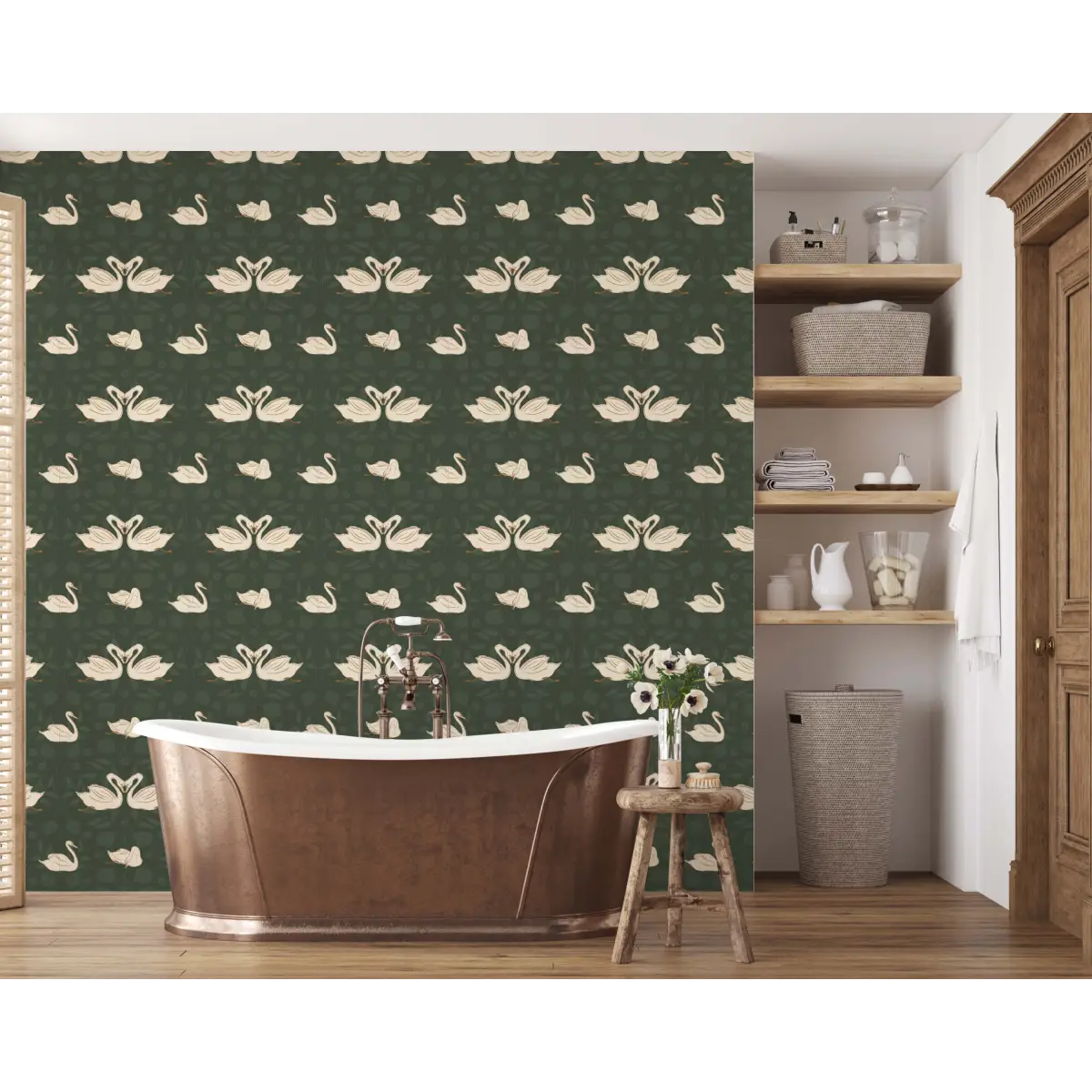 Sevan Wallpaper - Swans - by Cassandra Zaniboni - Loomwell Home Goods