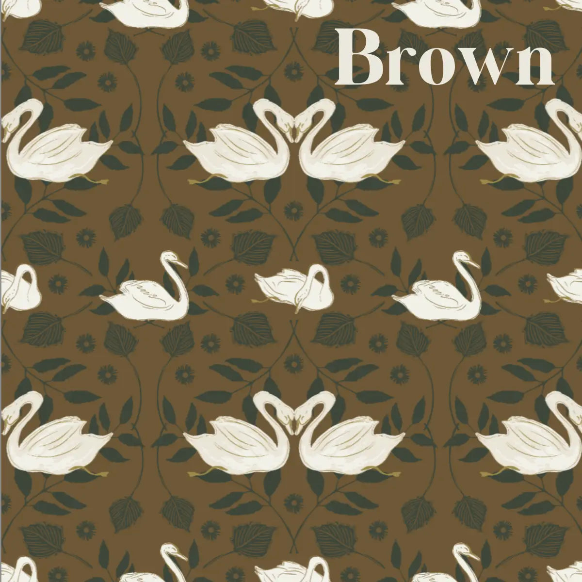 Sevan Wallpaper - Swans - by Cassandra Zaniboni - Sample 1 foot by 1 foot / Brown - Loomwell Home Goods