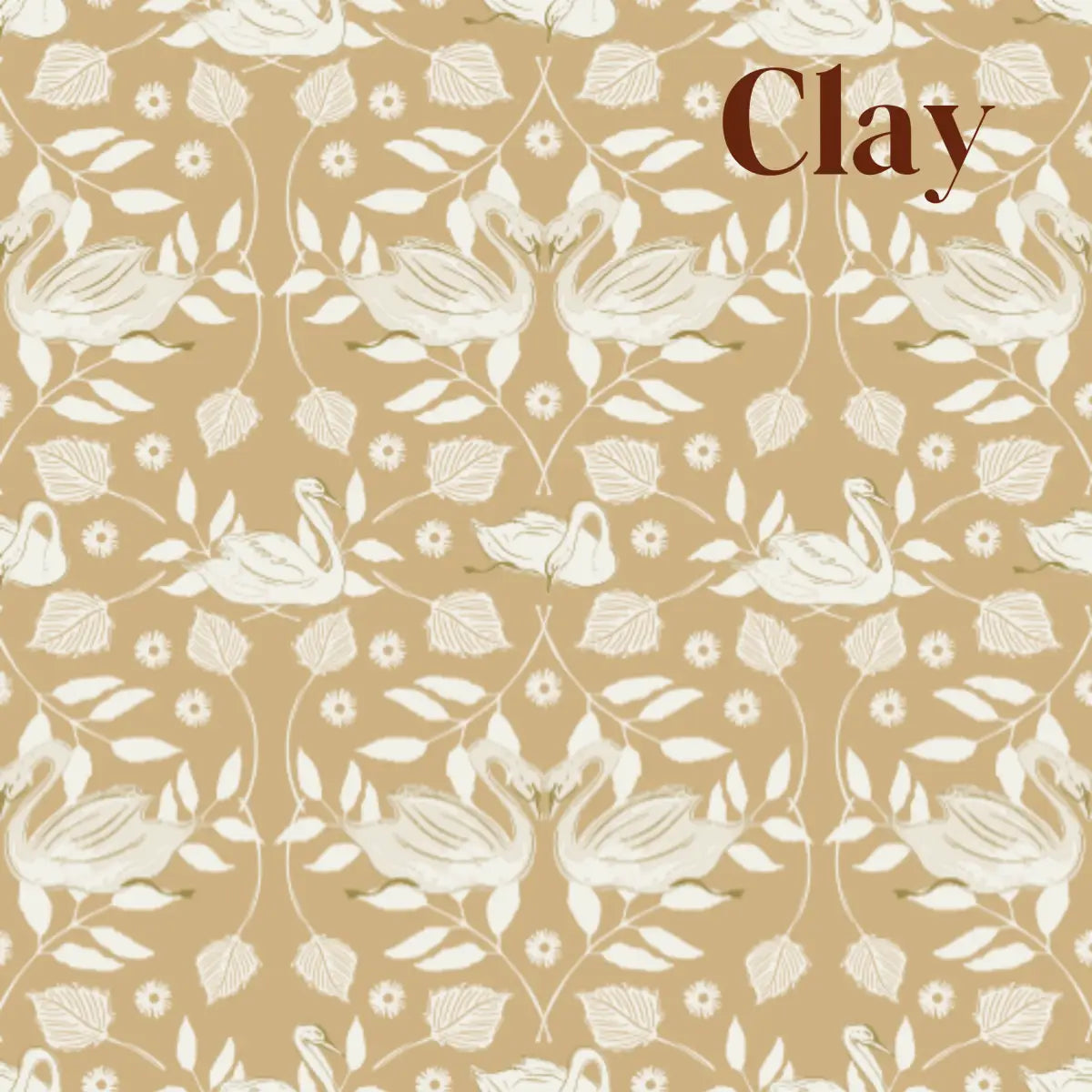 Sevan Wallpaper - Swans - by Cassandra Zaniboni - Sample 1 foot by 1 foot / Clay - Loomwell Home Goods
