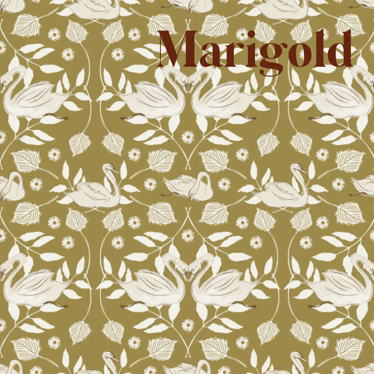 Sevan Wallpaper - Swans - by Cassandra Zaniboni - Sample 1 foot by 1 foot / Marigold - Loomwell Home Goods
