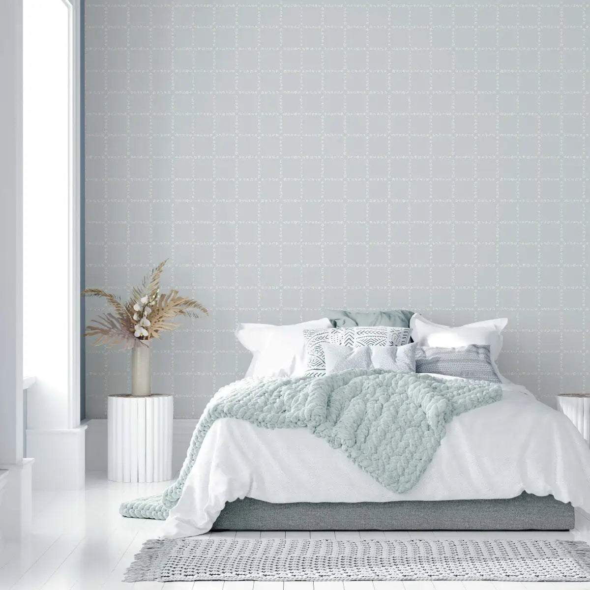 Shae Wallpaper - Tiny Floral Check - by Melissa Johnson Design - Loomwell Home Goods