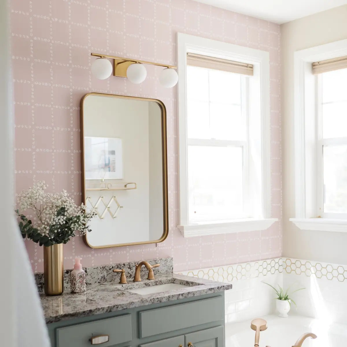 Shae Wallpaper - Tiny Floral Check - by Melissa Johnson Design - Loomwell Home Goods
