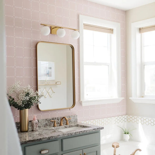 Shae Wallpaper - Tiny Floral Check - by Melissa Johnson Design - Loomwell Home Goods