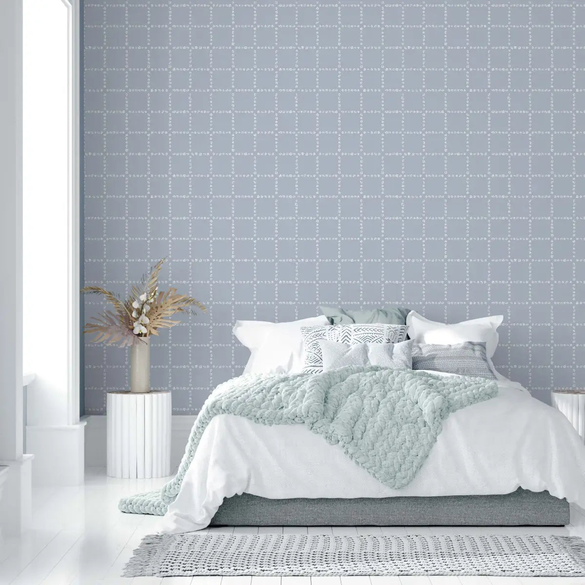 Shae Wallpaper - Tiny Floral Check - by Melissa Johnson Design - Loomwell Home Goods