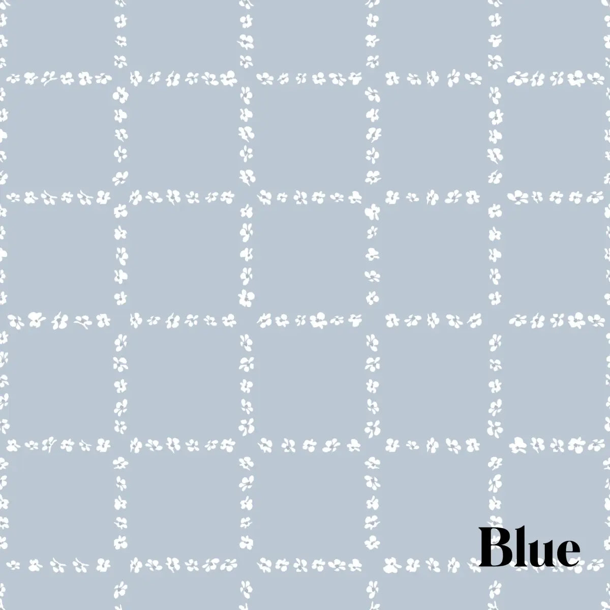 Shae Wallpaper - Tiny Floral Check - by Melissa Johnson Design - Sample 1 foot by 1 foot / Blue - Loomwell Home Goods