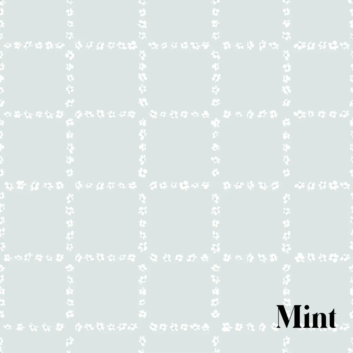 Shae Wallpaper - Tiny Floral Check - by Melissa Johnson Design - Sample 1 foot by 1 foot / Mint - Loomwell Home Goods