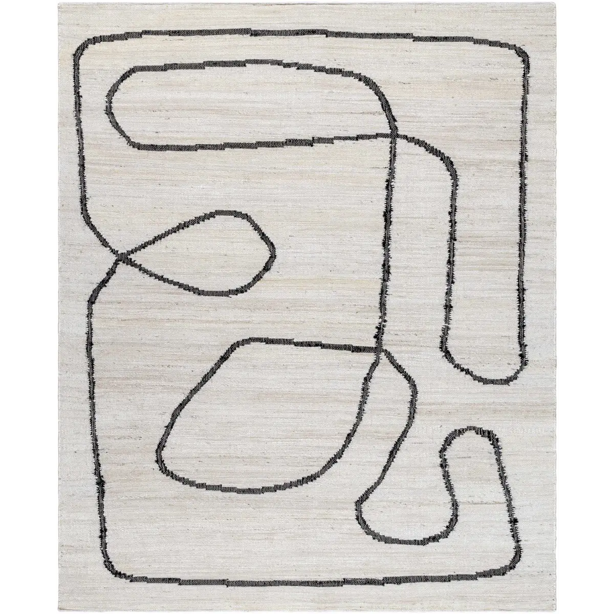 Modern Cream Black Jute Area Rug - 2’ x 3’ Rectangle - Boutique Rugs