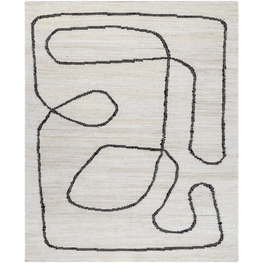 Modern Cream Black Jute Area Rug - 2’ x 3’ Rectangle - Boutique Rugs