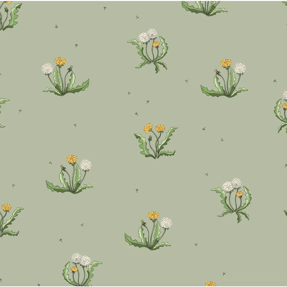 Sharie Wallpaper - Dandelion Wishes - by Sara Mari - Sample 1 foot by 1 foot / Sage - Loomwell Home Goods