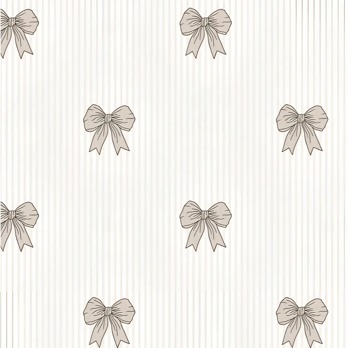 Shayla Wallpaper - Bows and Seersucker Stripes - by Kourtni Gunn - Sample 1 foot by 1 foot / Light Neutral - Loomwell