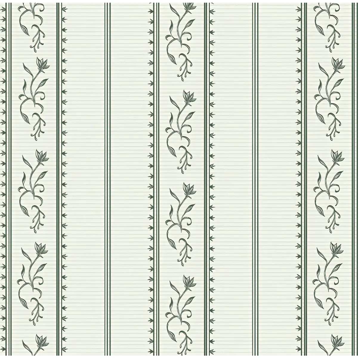 Shayne Wallpaper - Floral Stripe - by Aubrey Fairchild - Sample 1 foot by 1 foot / Dark Green - Loomwell Home Goods