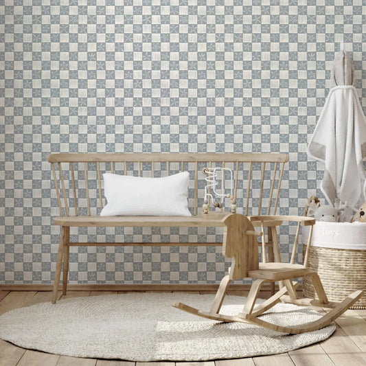 Shellie Wallpaper - Starfish Checkerboard - Coastal Decor - by Niranjana Mani Design - Loomwell Home Goods