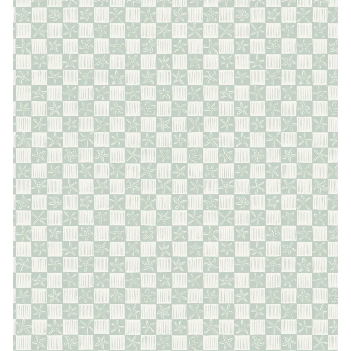 Shellie Wallpaper - Starfish Checkerboard - Coastal Decor - by Niranjana Mani Design - Sample 1 foot by 1 foot / Mint