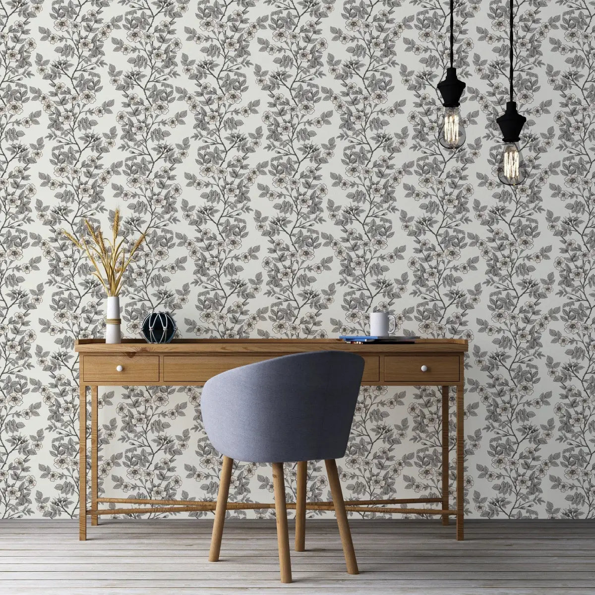 Shia Wallpaper - Watercolor Wild Roses - by Lisee Ree Designs - Loomwell Home Goods