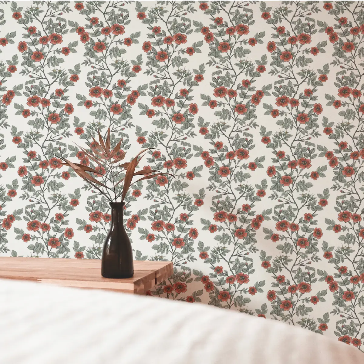 Shia Wallpaper - Watercolor Wild Roses - by Lisee Ree Designs - Loomwell Home Goods