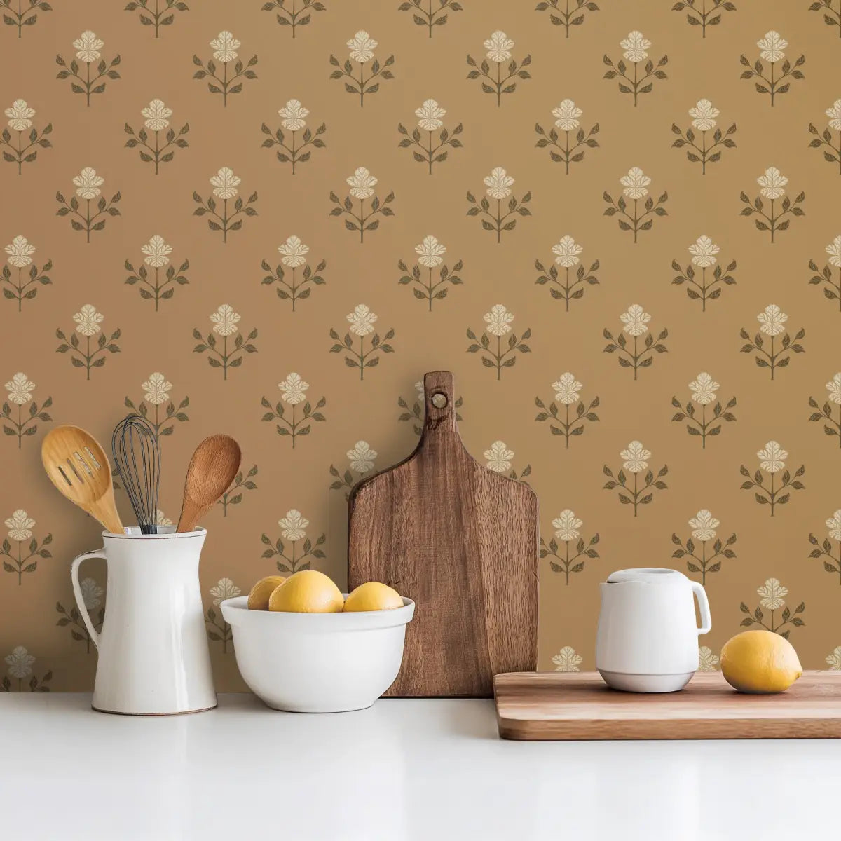 Shiloh Flower Wallpaper - Simple Floral Dot Pattern - by Beeky Illustration - Loomwell Home Goods
