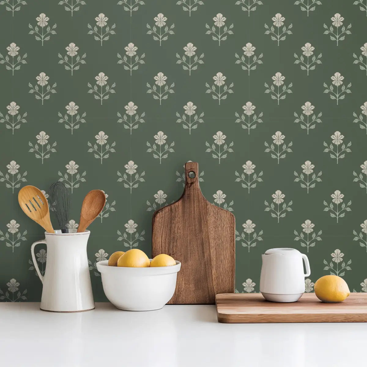 Shiloh Flower Wallpaper - Simple Floral Dot Pattern - by Beeky Illustration - Loomwell Home Goods