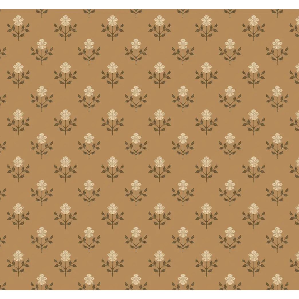 Shiloh Flower Wallpaper - Simple Floral Dot Pattern - by Beeky Illustration - Sample 1 foot by 1 foot / Mustard