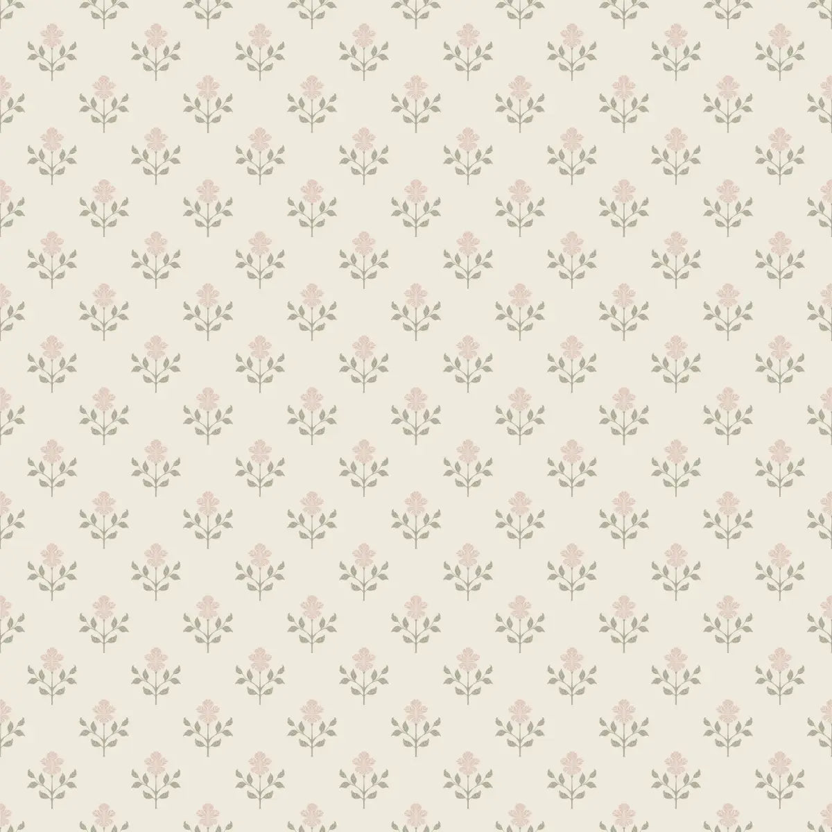 Shiloh Flower Wallpaper - Simple Floral Dot Pattern - by Beeky Illustration - Sample 1 foot by 1 foot / Beige and Pink
